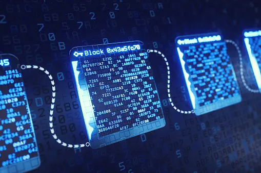 An abstract cube image with the header 'Transferring from Public to Private Blockcain'