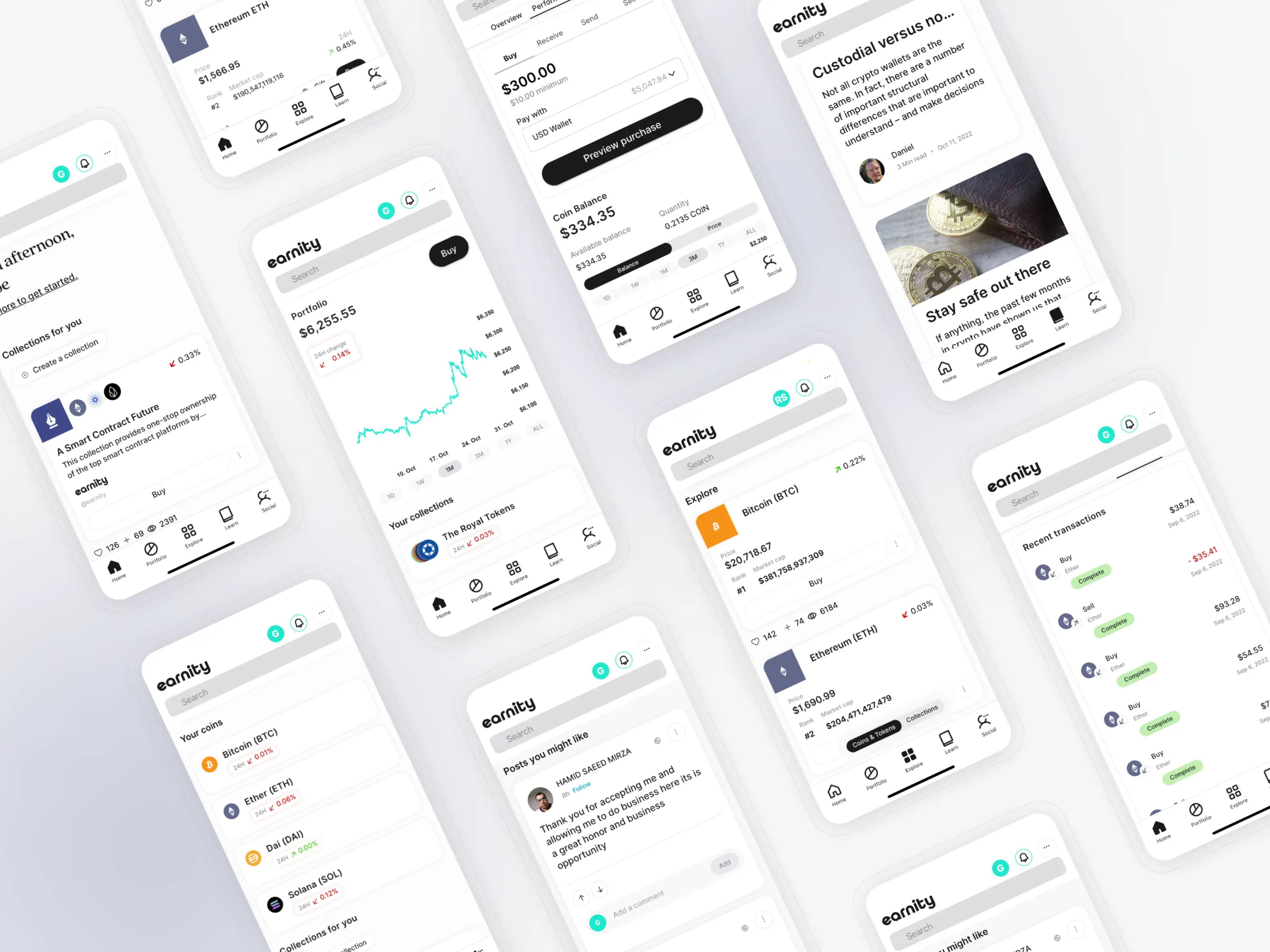 Original Earnity interface showing community learning, collections and trading