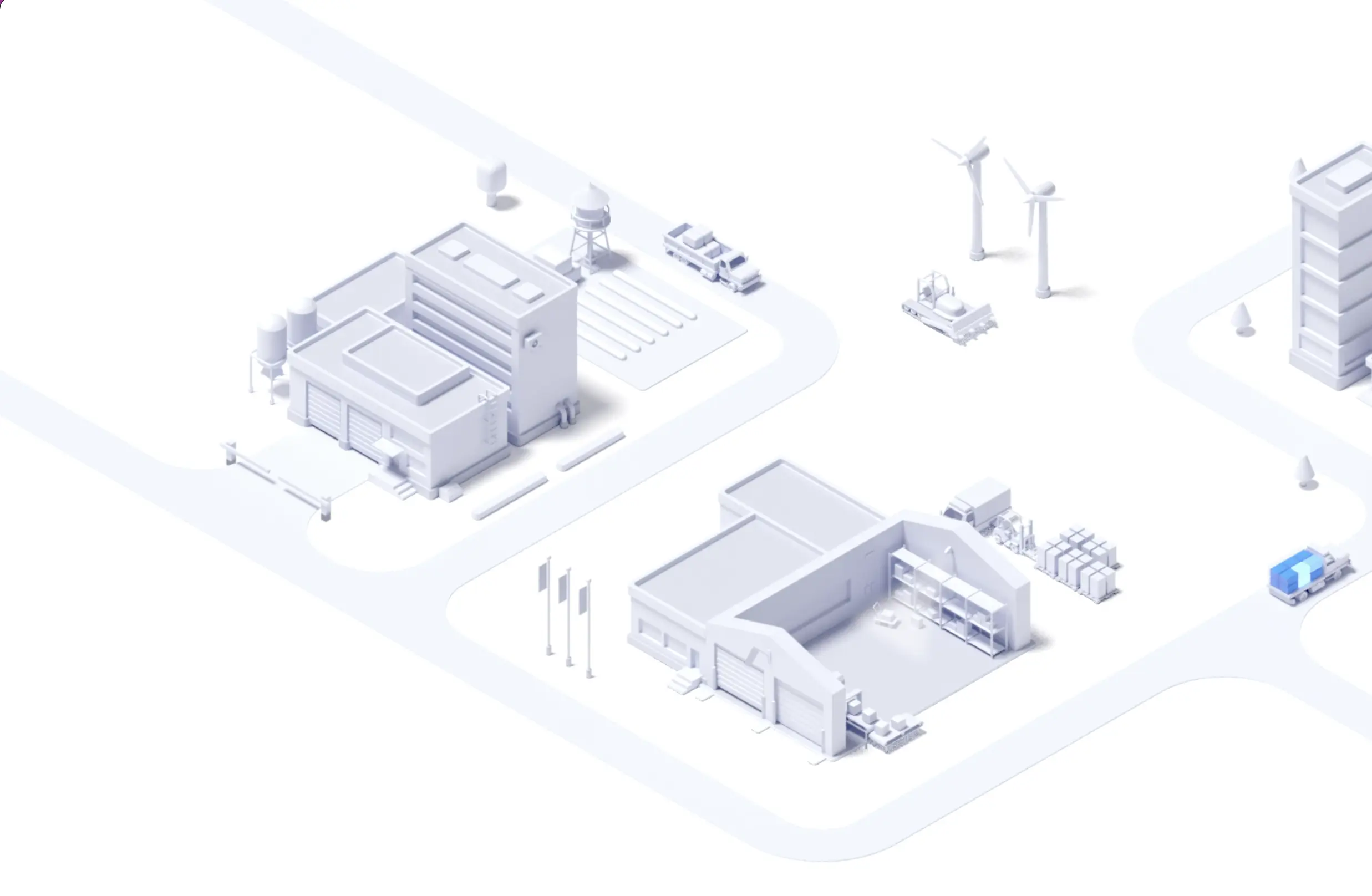 Original Samsara 3D illustration of transport and operational processes